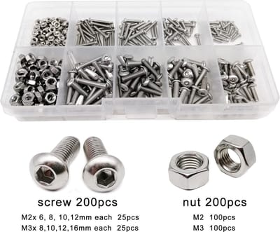 WiseGoods Luxe Moeren / Bouten & Schroeven Set - Klussen - RVS Hobby Gereedschap - Tool Handwerken - Houtbewerking - M2-M16 400st
