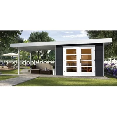 Weka Tuinhuis Met Overkapping 126+ Type B Gr2 Antraciet 300x645cm
