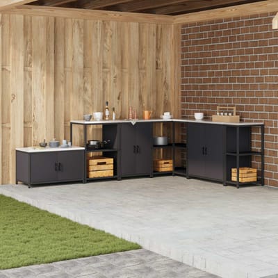 vidaXL - Keukenopslag - Kast - HATTEM - Zwart - 60 - x - 50 - x - 92 - cm - Staal