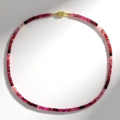 Cavill - Zilveren Halsketting - 925 Sterling Zilver Verguld - Roze Toermalijn 77,67 ct Fancy Kraal - Elegant 45 cm Magneetsluiting