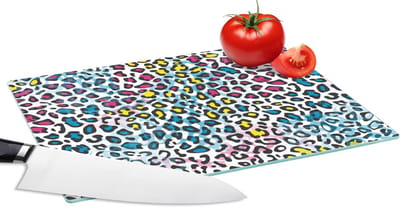 Glazen Snijplank - 28x20 - Panter - Regenboog - Patroon - Snijplanken Glas