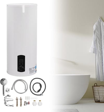 Elektrische Doorstroomboiler 60 Liter - Warm Water Wandmodel RVS Inclusief Kraan en Douchekop
