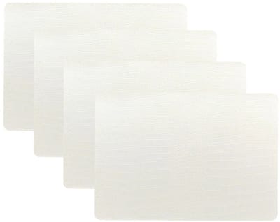 Unique Living placemats Croco lederlook - 4x - 43 x 30 cm - ivoor wit - pvc - tafel onderleggers