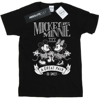 Disney Heren Mickey en Minnie Mouse Geweldig Paar T-shirt (Zwart)