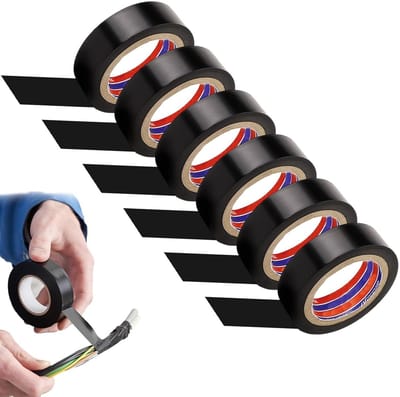 Duurzame Zwarte Elektrische Isolatie Tape 16 mm x 6.1 m, Perfect voor Kabelreparatie, Organisatie en Isolatie van Elektrische Verbindingen, Verpakking van 6 Rollen