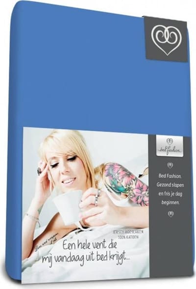 Bed-fashion jersey hoeslaken Medium Bleu - 90 x 200 cm Medium Bleu