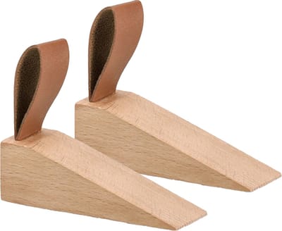 Zeller Deurstopper/wig - 2x - hout/kunststof - bruin - 11 x 4 x 3 cm - bescherming