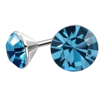 Aramat Jewels | Oorbellen | Stalen Kristal Oorbellen met saffierblauw steentje – Zilverkleur – 3mm | | | |3mm | Staal | Kinderen, Volwassenen | Verkleurd niet