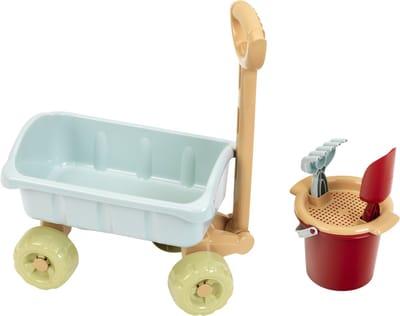 Klein Toys Little Foot handkar met emmerset - bolderkar, emmer, zeef, schep en hark - gerecycled plastic - multicolor
