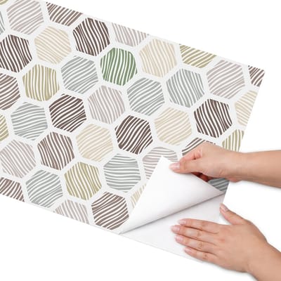 Coloray Meubel Wrap Folie - Bruin Meubelfolie - 50x100 cm - Meubelfolie Zelfklevend Zeshoekig mozaïek - Wrapfolie Keuken - Minimalist Meubelfolie - Decoratiefolie - Tafeldecoratie - Achtergronden en patronen
