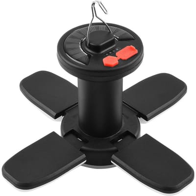 Zonne-kampeerlamp met USB-uitgang Opvouwbare 4-bladige hanglamp Buitententlamp met haak zwart