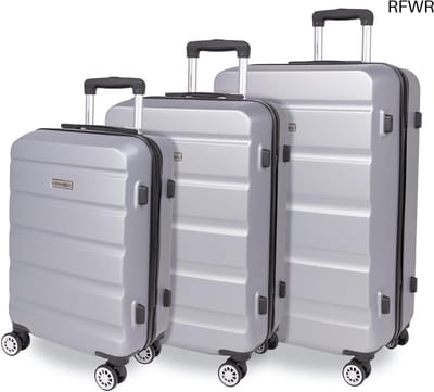RFWR® 3-delige Kofferset met TSA Slot - Handbagage Koffer Trolley met 4 Dubbele Wielen - Hard Case Set van S-M-L in Zilver