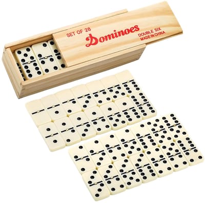 Dailygoods- Domino's 28 Stukken - Traditionele Domino's - Bordspel voor Volwassenen - Bordspel voor Kinderen - Houten Opbergdoos - Retro Spel voor Feestjes