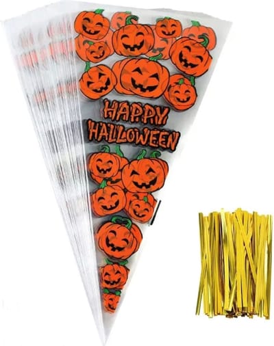 halloween party - 15 stukken puntzakken- 17x34 cm - griezel - horror - feeest - halloween decoratie - halloween uitdeelzakjes - puntzakken halloween - kado - verjaardag - koekzakjes -