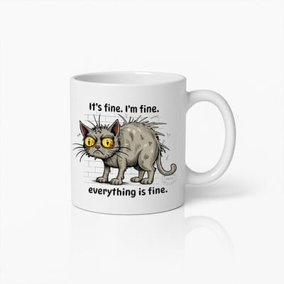 330ml Grappige Kattenmok – "Het Is Goed. Ik Ben Goed. Alles Is Goed." – Humoristische Koffiebeker voor Kattenliefhebbers