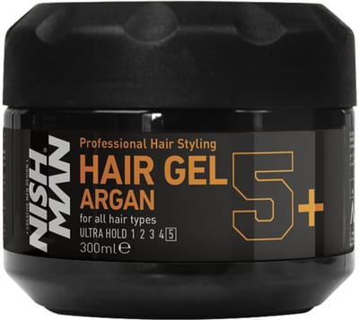 Nishman Ultra Hold Argan Haargel 300 ml - Haarstyling Gel voor Mannen - Sterke Hold