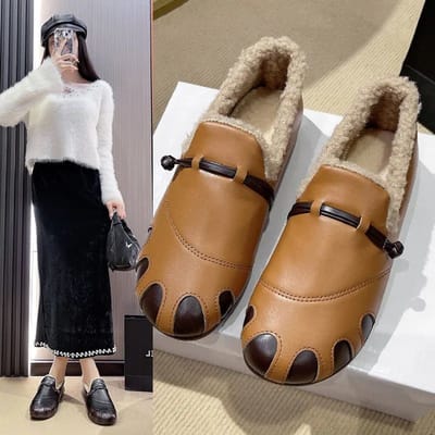 Hiver Rétro et Peluche Épais Imperméable et Chaud Mode Décontracté Chaussures en Coton avec Semelles Souples et Chaussures en Fourrure 40