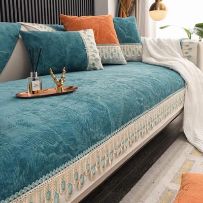 Uitgesneden Kant Bankovertrek Kussen Verdikt Chenille Bladnerf Bankmat Bankovertrekken Antislip Hoeslakens voor Woonkamerdecoratie 70x70cm 1pcs