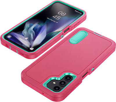 Premium Bescherming Geschikt voor Samsung Galaxy S25 Ultra – 3-in-1 Lederen Flip Cover met Schokbestendig, Anti-Kras, Full Body Bescherming en Kickstand-Roze rood