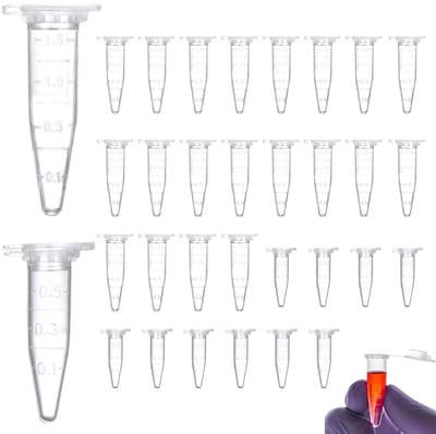Dailygoods- Monsterbuisjes Set 30 Stuks - Centrifugebuisjes 1,5 ml/0,5 ml - Afsluitbare Reactiebuisjes - Gegradueerde Cokesbuisjes - Hoogwaardig Kunststof - Duurzaam en Chemisch Stabiel