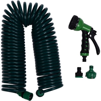 Tuyau d'arrosage télescopique en EVA 15 m (49,2 pi), 7 modes, pour arroser les plantes black