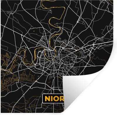 Muurstickers - Sticker Folie - Stadskaart - Niort - Frankrijk - Kaart - Plattegrond - 100x100 cm - Plakfolie - Muurstickers Kinderkamer - Zelfklevend Behang XXL - Zelfklevend behangpapier - Stickerfolie