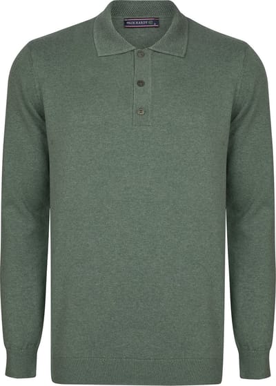 Felix Hardy Gebreide Polo Trui - Polo Kraag - Sweater - 100% Katoen Heren Groen - M