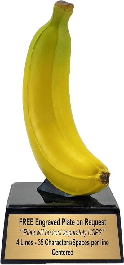 Banaan Trofee - Grappige Prijs - Erkenning Vieren - Gegoten Hars - 7 Inch - Geel Zwart