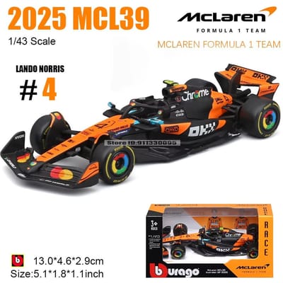 Bburago 1:43 F1 Mclaren Mcl39 Champion Joueur #4 Lando Norris #81 Oscar Piastri Alliage Moulé Sous Pression Jouet Voiture de Collection Modèle