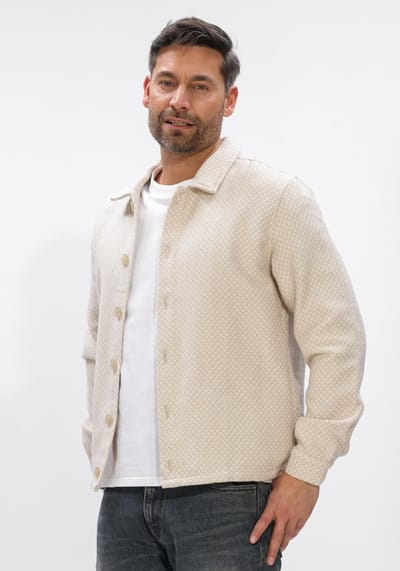 PURE PATH Two Colored Weave Overshirts Overshirts Heren - Beige - Maat S