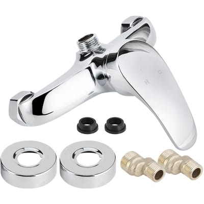Filetage G1/2 Mural Encastré Laiton Robinet de Douche de Salle de Bain Mélangeur Eau Chaude Froide blanc