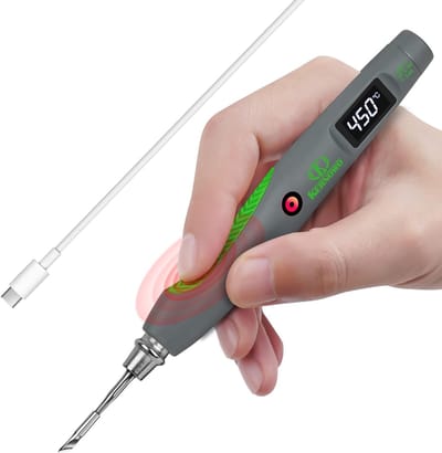 Draagbare Soldeerbout - Soldeerkit Elektronica - Kleine Reparaties - Compact Ontwerp - 19.8 cm Lengte - Groen Grijs