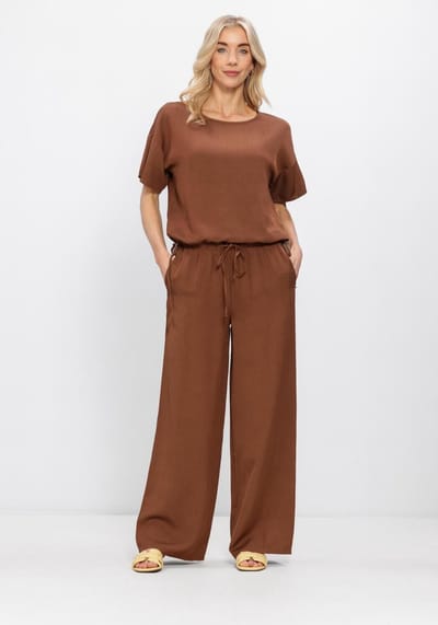 Simple Short Sleeve Top Tops & T-shirts Dames - Shirt - Bruin - Maat M
