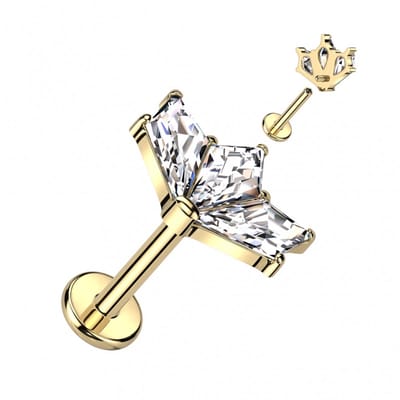 Piercing titanium top wing intern schroefdraad 1.2x8 - goud - LMPiercings