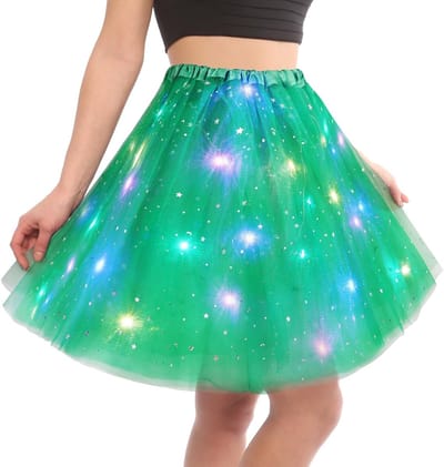 Lichtgevende Tutu Rok voor Dames met Sequins en Sterren, Elastische Ballet Dans Outfit voor Feestjes en Halloween Kostuum