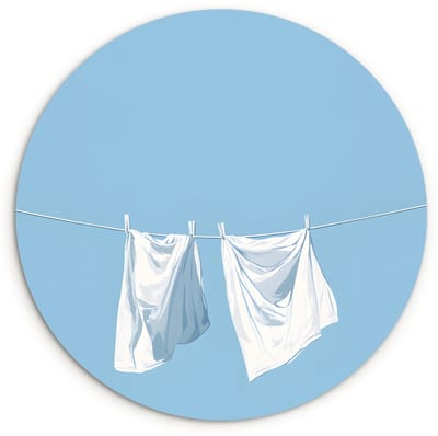 WallCircle® Wandcirkel 120x120 cm - Muurcirkel Lakens - Waslijn - Blauw - Minimalistisch - Muurdecoratie woonkamer - Wanddecoratie slaapkamer - Kamer decoratie accessoires - Ronde schilderijen XXL