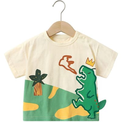 Babykleding Casual T-shirts met korte mouwen Zomerkleding Jongens Meisjes Baby Kinderen Kinderen Zomer Tops met halve mouwen 90cm beige