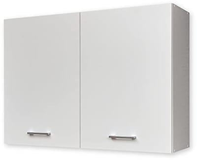 Wandkast Keukenkast Opbergkast Hangkast Muurkast – Strak Wit Design – Eikenhout Sonoma Werkblad – Ruime Afmetingen 100x72x31 cm