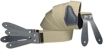 Pierre Mouton - Bretel - Volwassenen - Heren - Pin Point - Bretel - met Leertjes - Beige - 120cm - 35mm - M - L