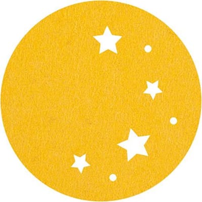 Sterrenhemel vilt onderzetters - Geel - 6 stuks - ø 9,5 cm - Kerst onderzetter - Tafeldecoratie - Glas onderzetter - Cadeau - Woondecoratie - Tafelbescherming - Onderzetters voor glazen - Keukenbenodigdheden - Woonaccessoires - Tafelaccessoires