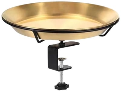 Vogelbadbakje met clip (30 cm) – Voederbakje met metalen clip – Vogelbadbakje voor buiten – Voederbakje voor kolibries – Afneembaar – Geschikt voor balkons, terrassen en tuinen