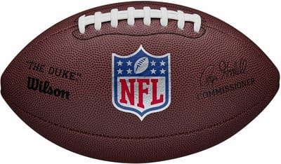 Wilson - NFL - The Duke - Replica - American Football - Bruin - Zilver NFL Logo - Official Size - Volwassenen - Inclusief Oppomp Naaldnippel