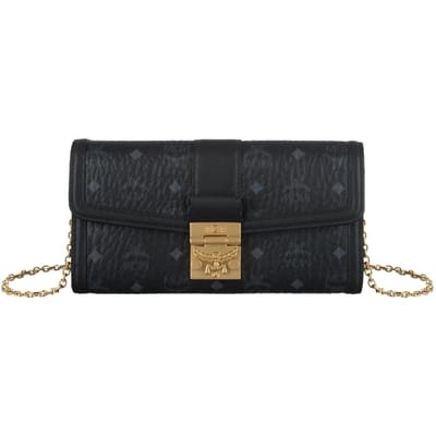 MCM Metal Logo Monogram Print Chain Shoulder Strap Crossbody Bag Large Women Crossbody Bag Black MYLDSXT01BK001 Basic Set (Bag+Dust Bag) black
