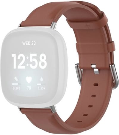 By Qubix - Compatible Fitbit bandje - geschikt voor Fitbit Versa 3/4 & Sense 1/2 leren bandje - Bruin Smartwatchbandje bandje Armband Polsband Strap Band Watchband