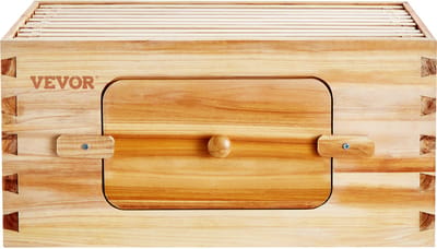 VEVOR Bijenkorfstartset met diepe doos, 100% bijenwas gecoat natuurlijk cederhout, snoekbaarzenkorf met 10 frames en funderingen, helder acryl bijenramen