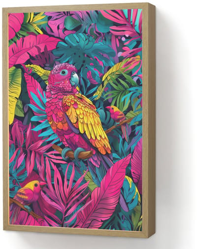 Wandlamp 40x60 cm - Oplaadbaar - Papegaai - Tropisch - Jungle - Kleurrijk - Wandlampen binnen woonkamer - Slaapkamer lamp - Decoratieve nachtlamp - Vloerlamp draadloos