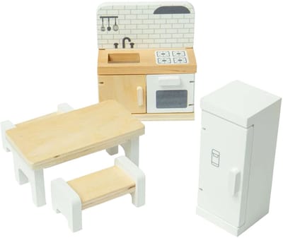 Bigjigs houten poppenhuis keuken set - FSC houten speelgoed.