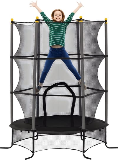 Kindertrampoline Ø163 cm – Tuintrampoline voor Kinderen 3-10 Jaar – Zwart
