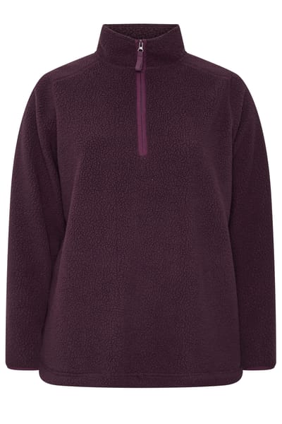 Yours Bordeauxrode Fleece Met Halve Rits Size 42