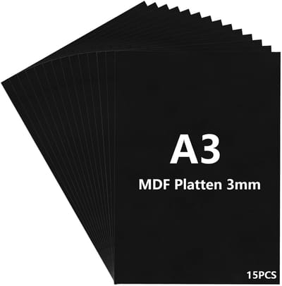 Pack of 15 A3 MDF Panels - 3 mm - 420 x 300 x 3 mm Wooden Panels voor Crafts - Black Wood Board voor Laser - CNC Router Modelling - Openwork Scroll Saw